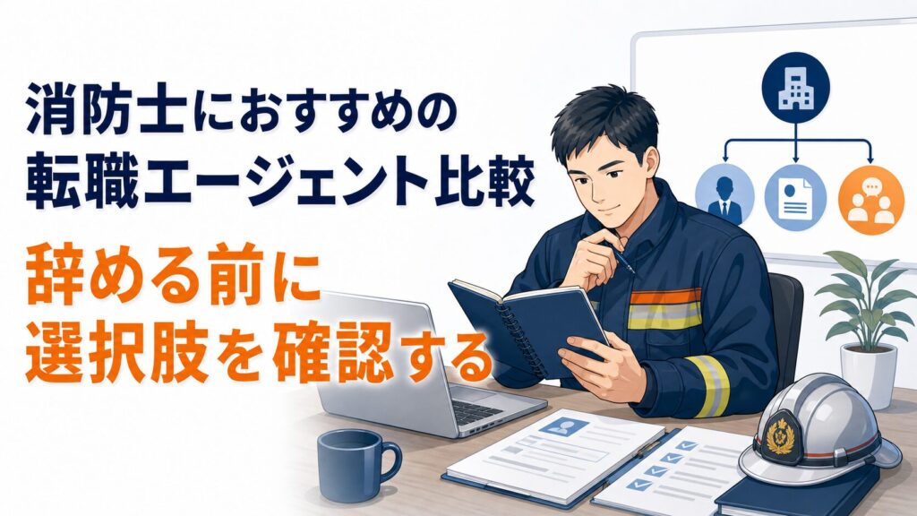 消防士におすすめの転職エージェント比較と辞める前の選択肢確認を示すアイキャッチ