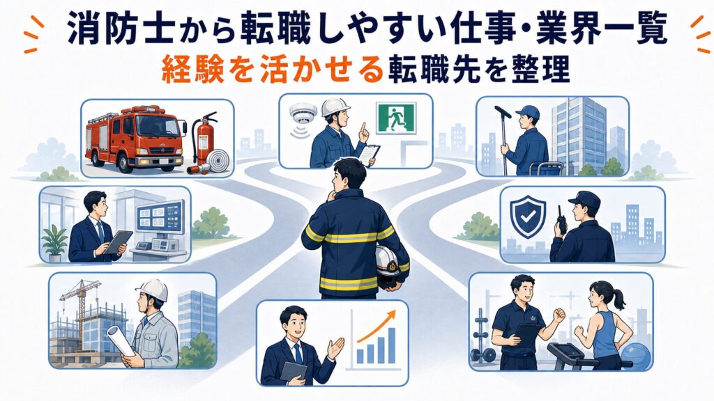 消防士から転職しやすい仕事や業界を整理する記事のアイキャッチ