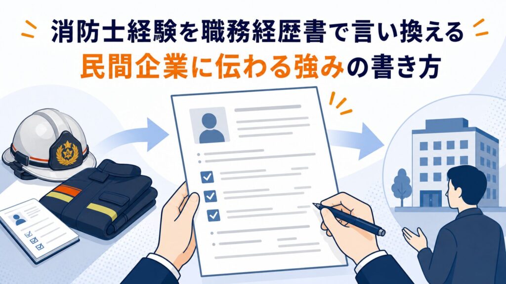 消防士経験を職務経歴書で民間企業に伝わる強みに言い換える記事のアイキャッチ